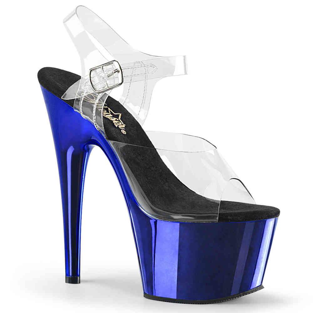 Pleaser - ADORE708 Ankle strap sandal, Pole dance shoes - Pole dance shoes - Blue/Transparent Product image